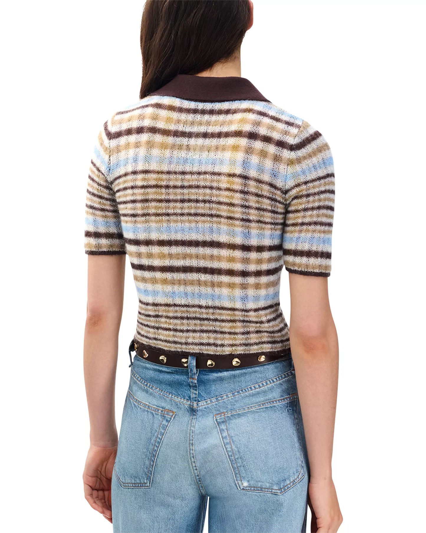 Rag & Bone - Leva S/S Zip Polo Sweater in Ivory Multi