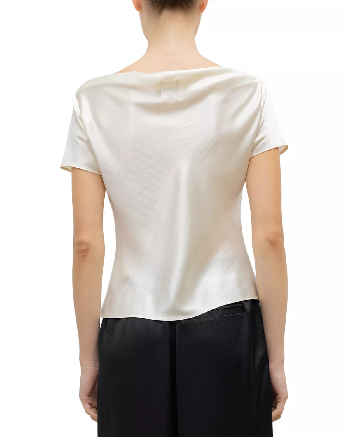 Leset - BARB DRAPED NECK CAP SLEEVE in creme white