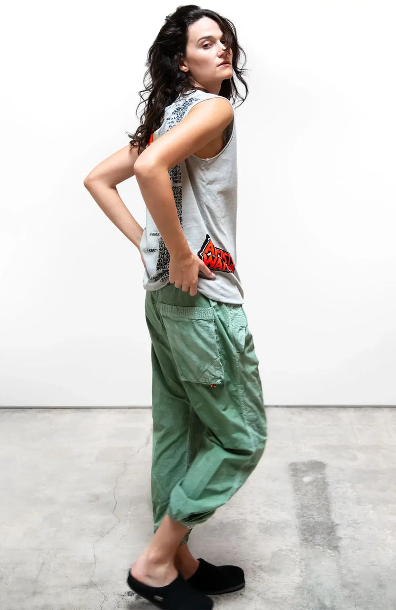 Freecity -outofsight Flap Snap poplin Jump Pant in Greenplant Glass