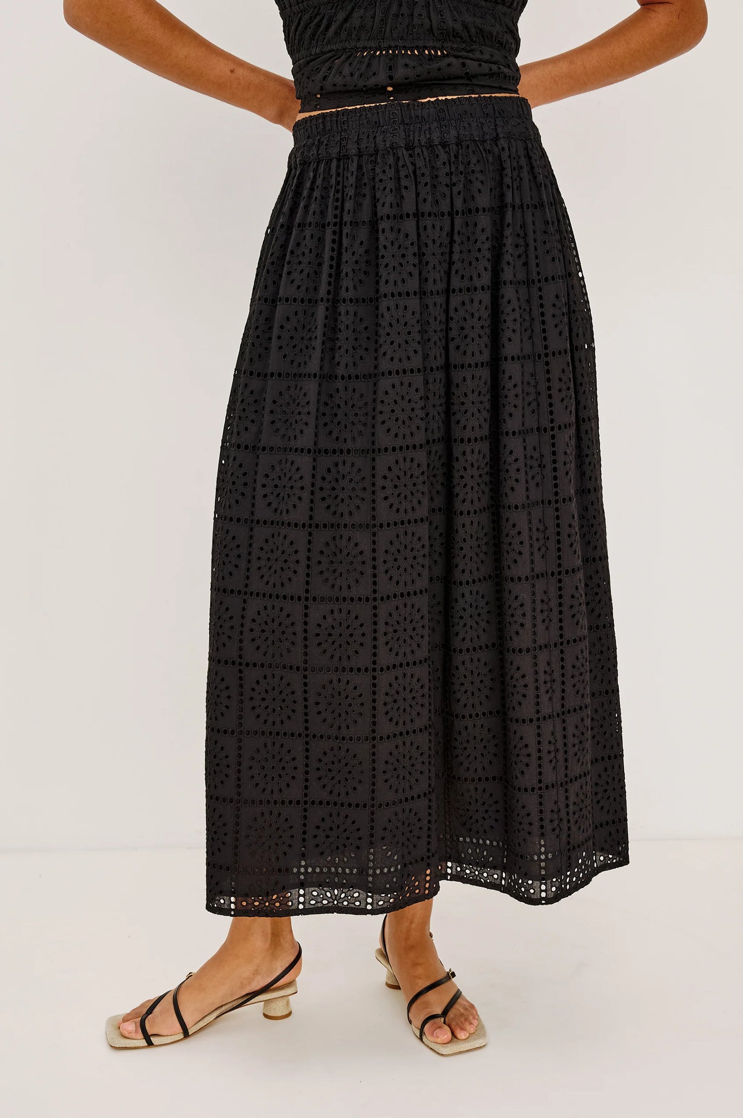 Rails - Dax Skirt in Black grid embroidery