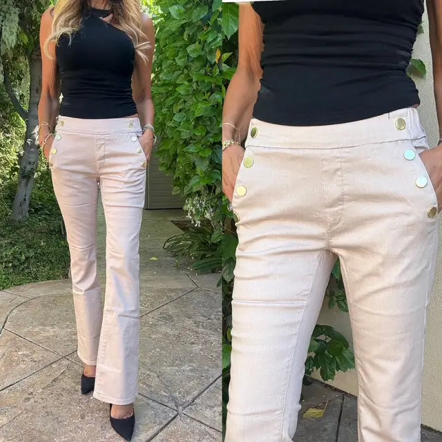 Bevy Flog - Ellen Pant in Beige Print