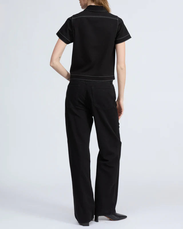 Rag & Bone - Irina Contrast Stitch Polo in black