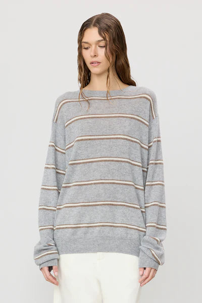 Eterne - James Sweater in Heather Grey Stripe