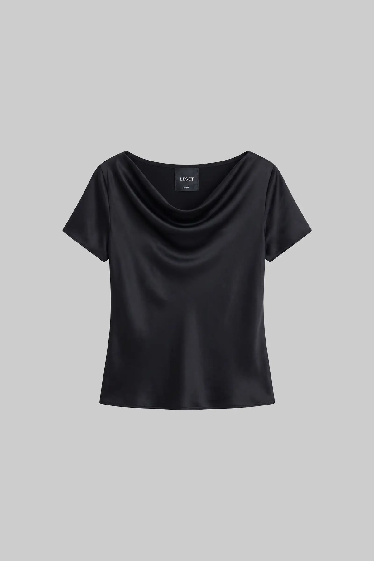 Leset - BARB DRAPED NECK CAP SLEEVE in black