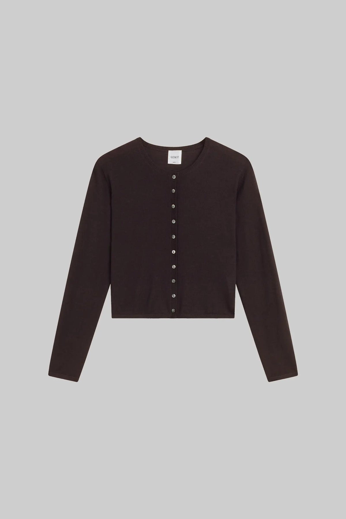 Leset - James crew cardigan in chocolate brown