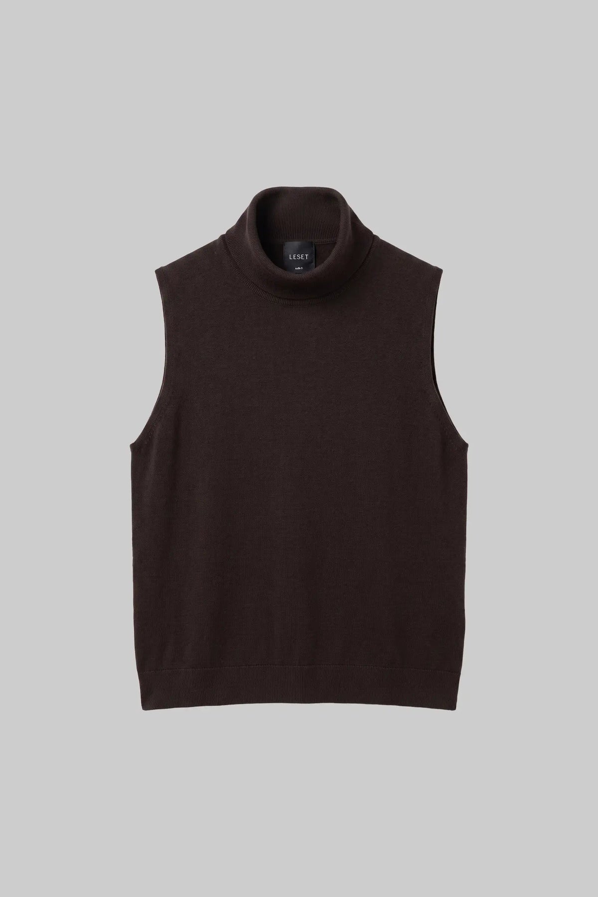 Leset - James sleeveless turtleneck in chocolate brown
