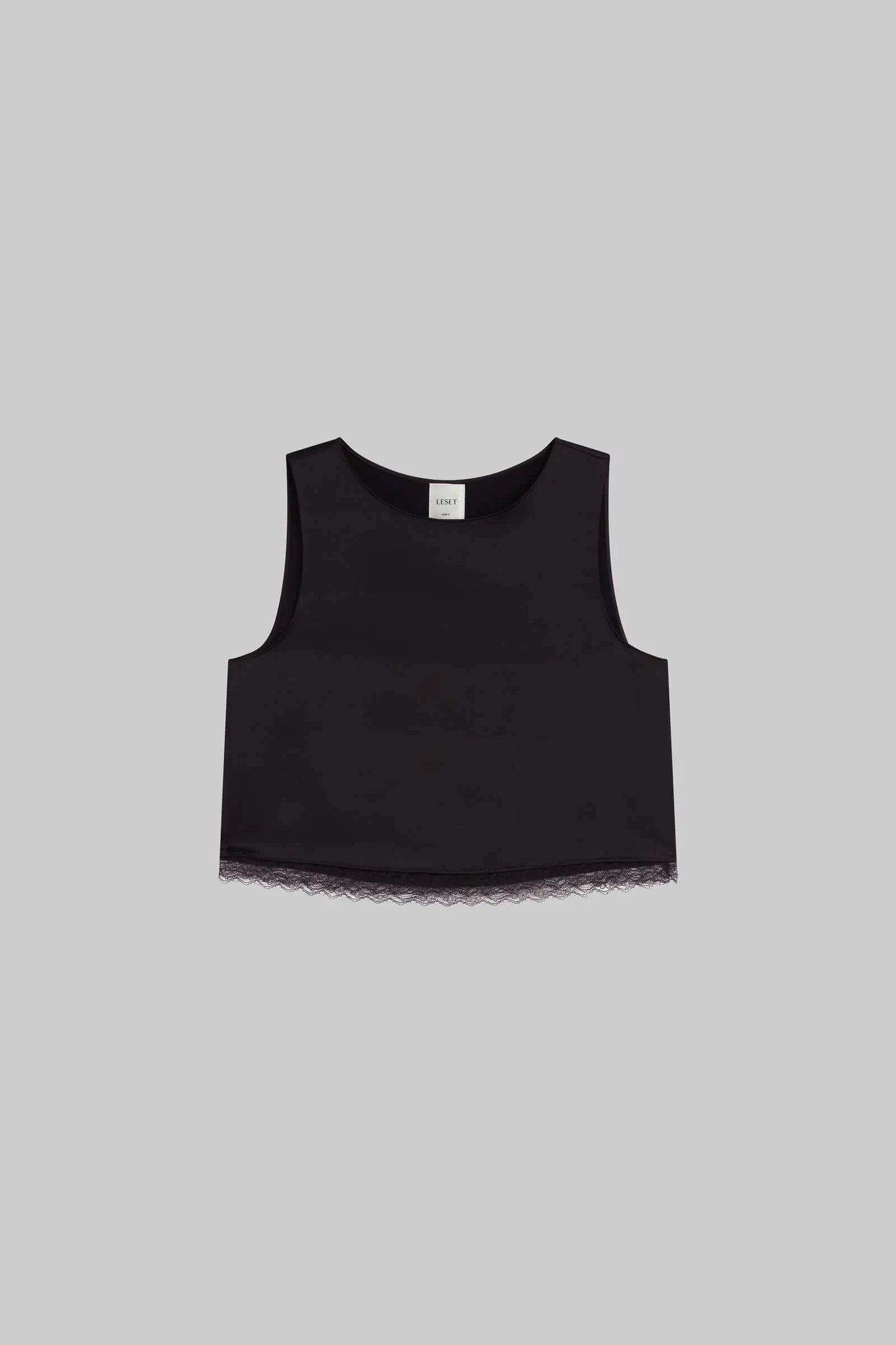 Leset - Barb Lace Crop Sleeveless Crew in Chocolate