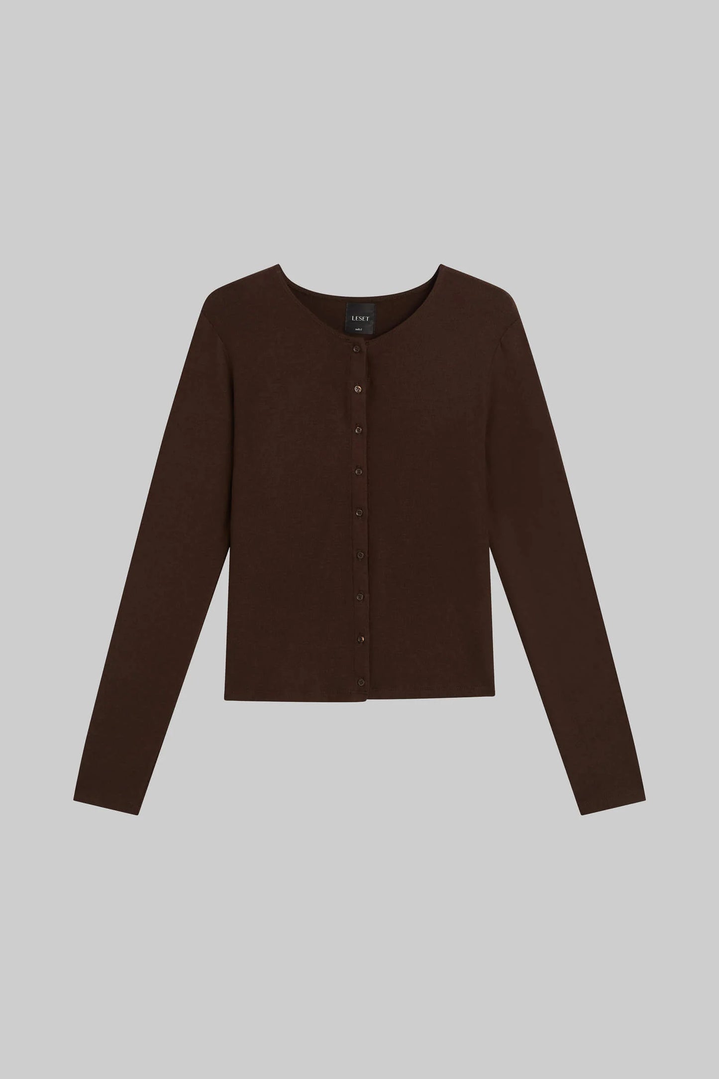 Leset - Lauren classic cardigan in Chocolate