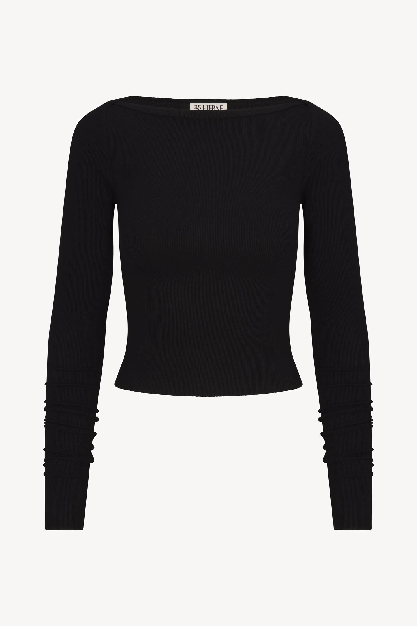 Eterne - Long Sleeve Boatneck Top in Black