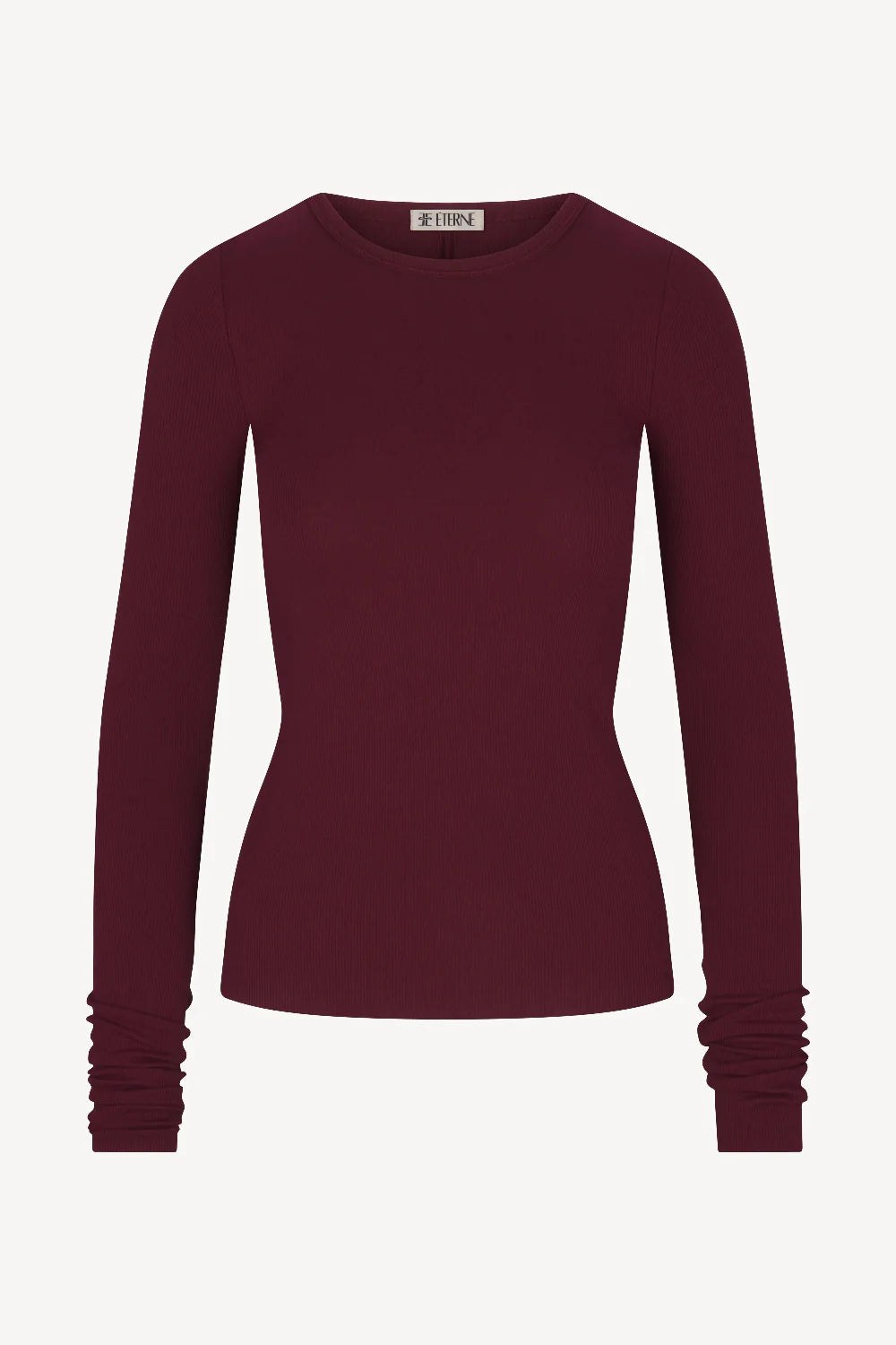 long sleeve fitted top in oxblood