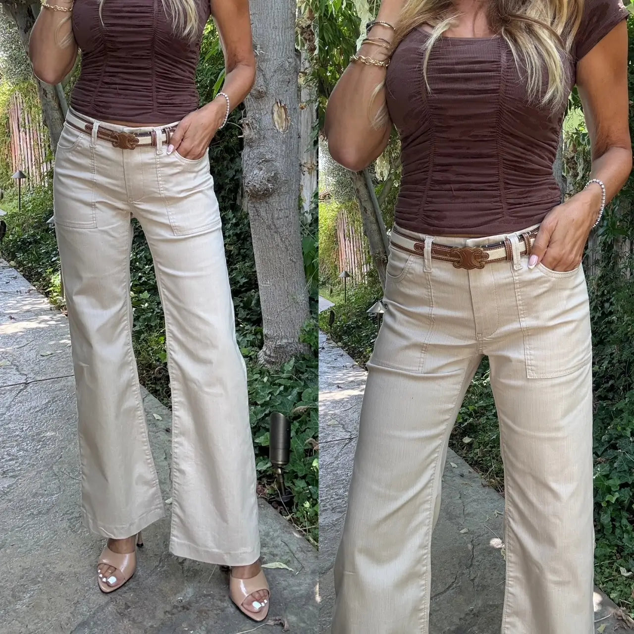 Bevy Flog - Romi Pant in Beige stripe