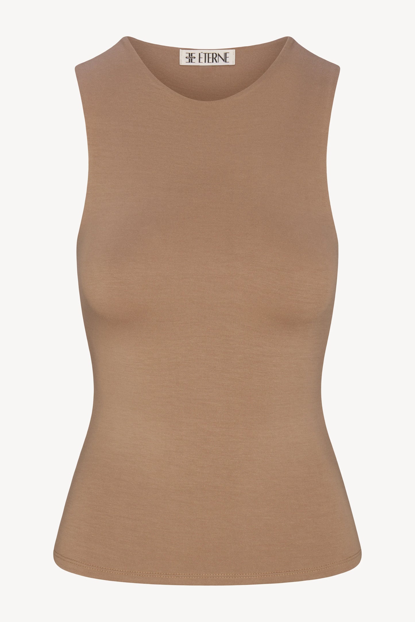 Eterne - Sleeveless Crewneck Top in Taupe