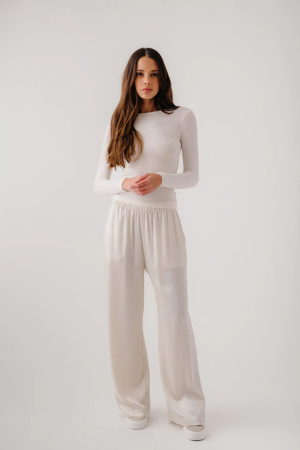 Sablyn - Brynn High rise Silk pant in Gardenia