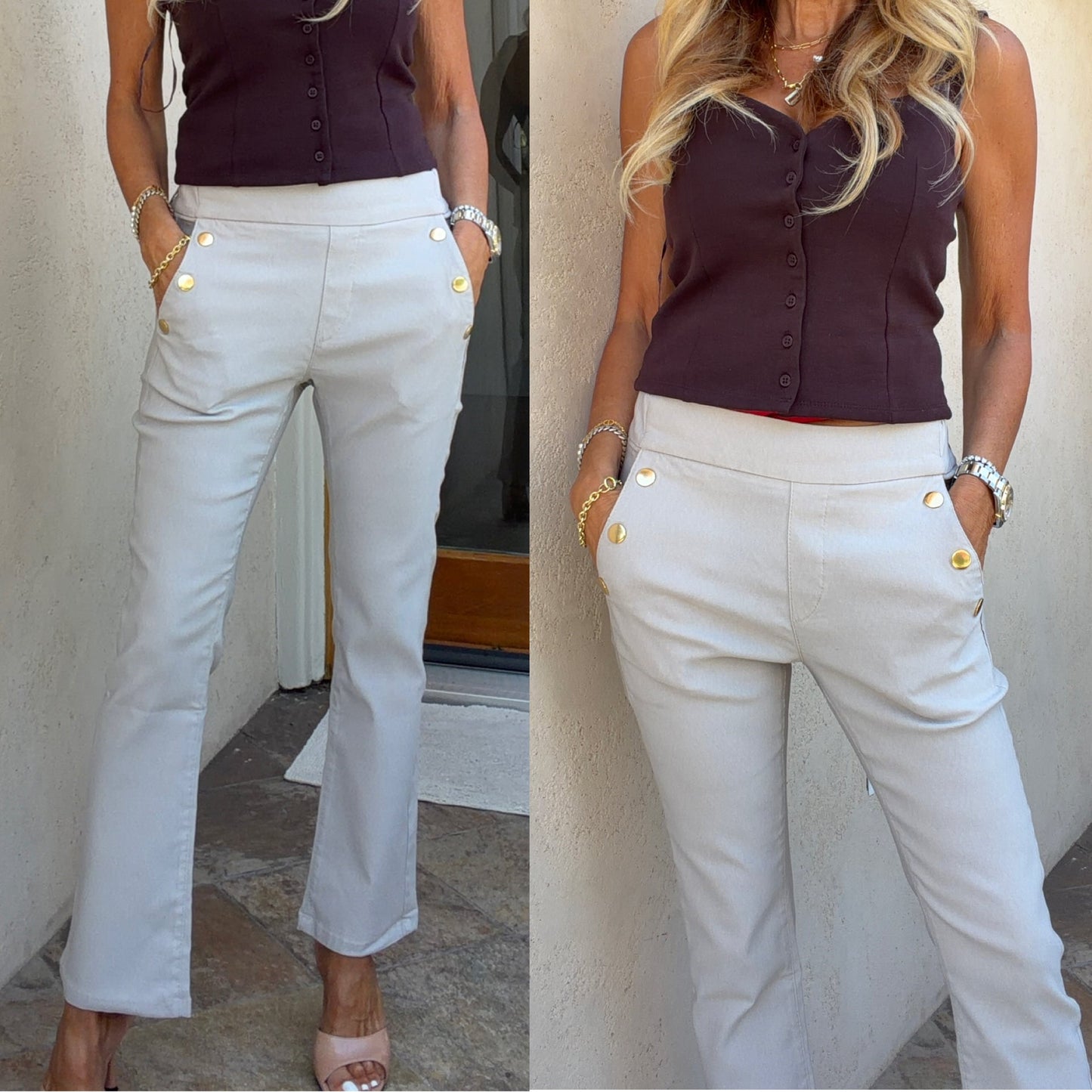 Bevy Flog - Sofia Crop Pant in Beige