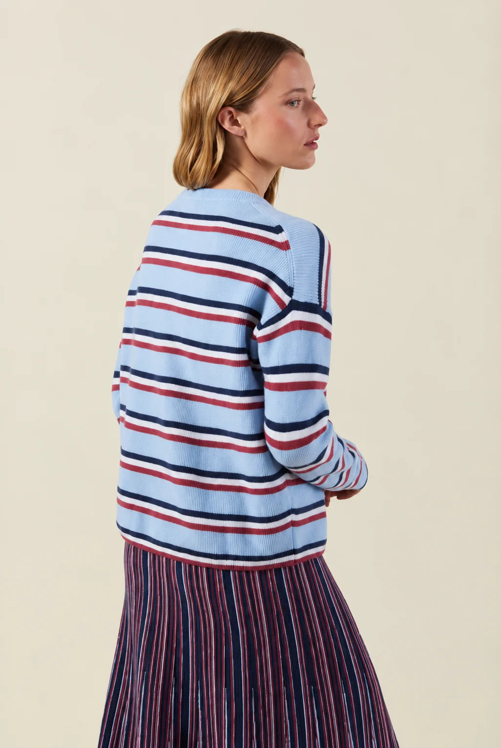 Velvet - Beth Striped Sweater in blue