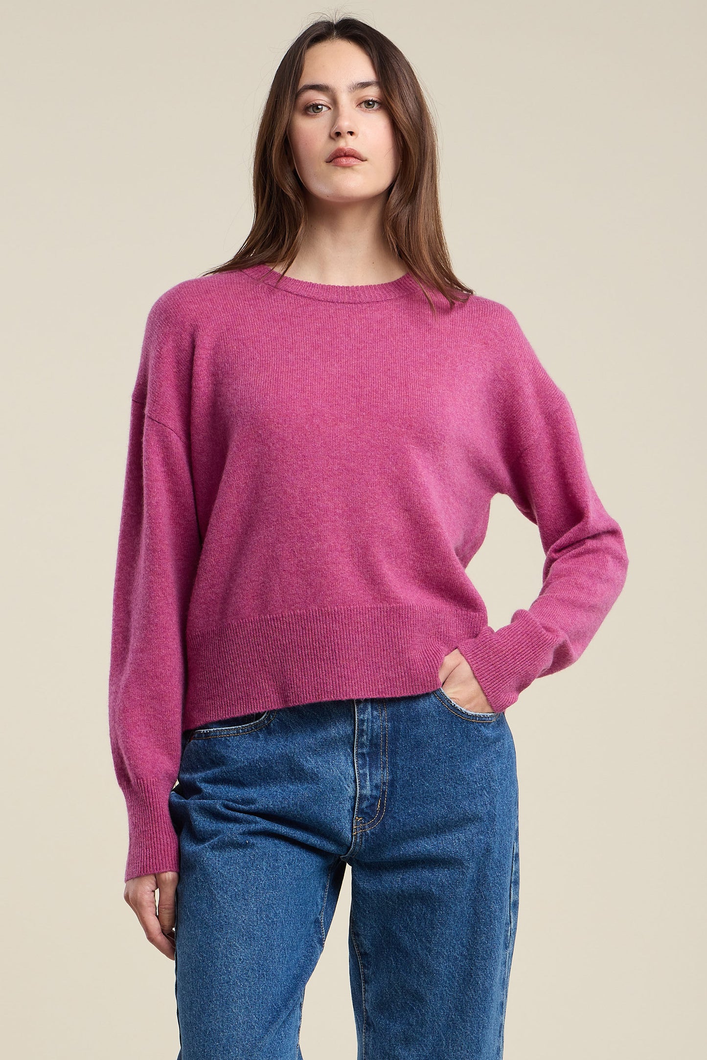 Velvet - Alba Crewneck Sweater in Violet
