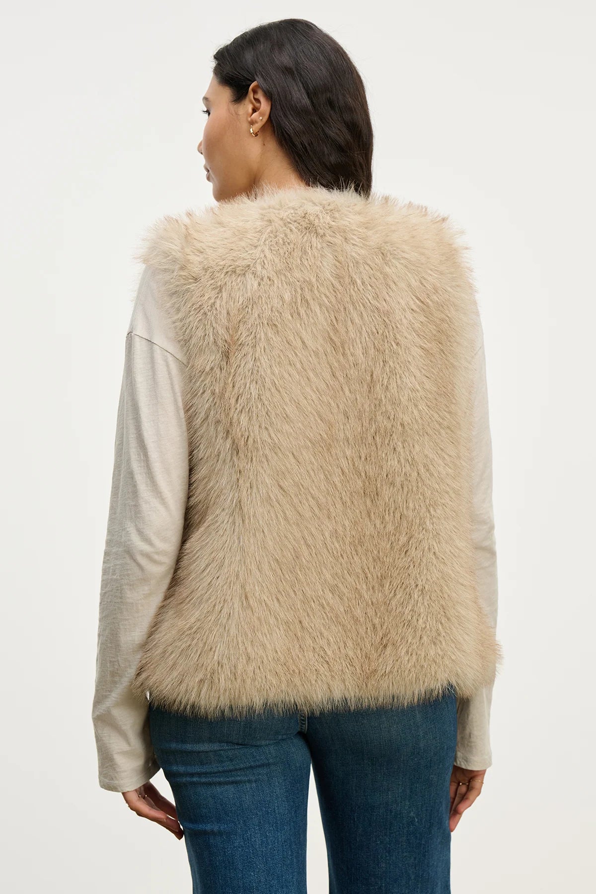 Velvet - Anastasia fur vest in taupe