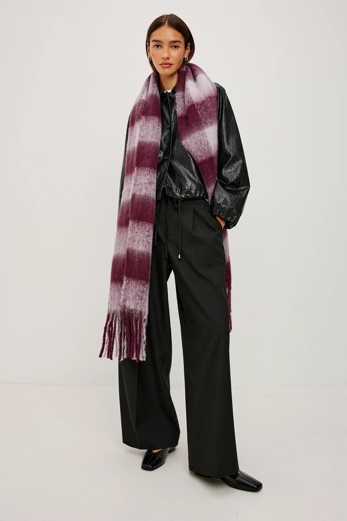 Rails Scarves & Shawls O/S Rails - Oslo scarf in Wine lilac check