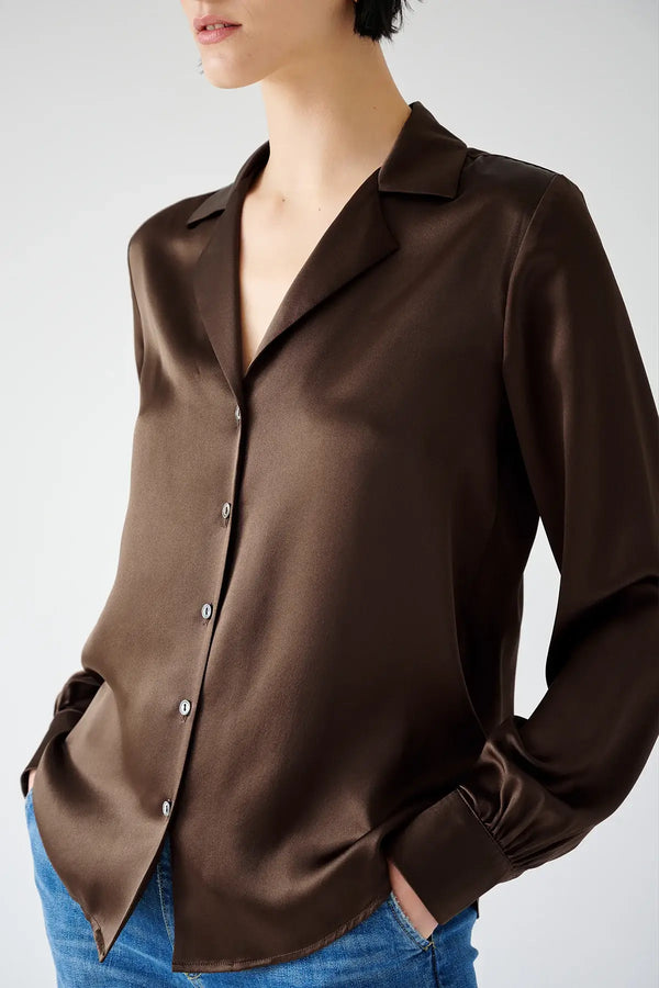 Velvet Jenny Graham - Soho Silk blouse in Chocolate
