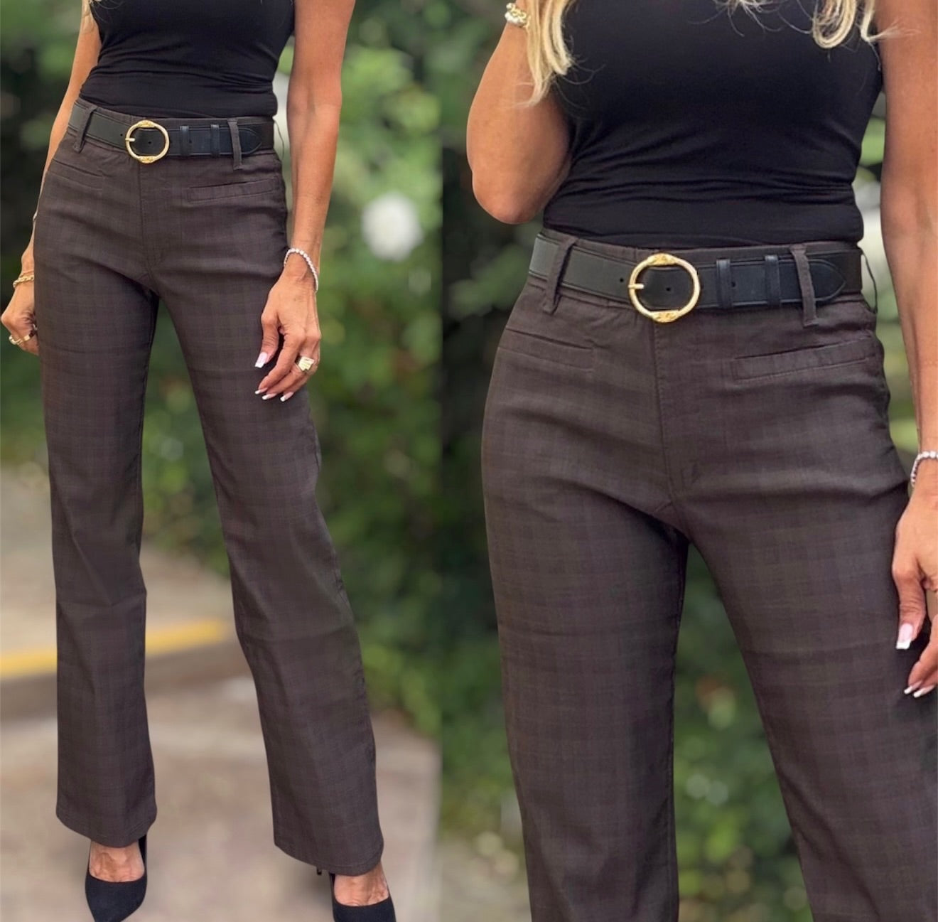 Bevy Flog - Tami Pant in Tonal Brown Plaid