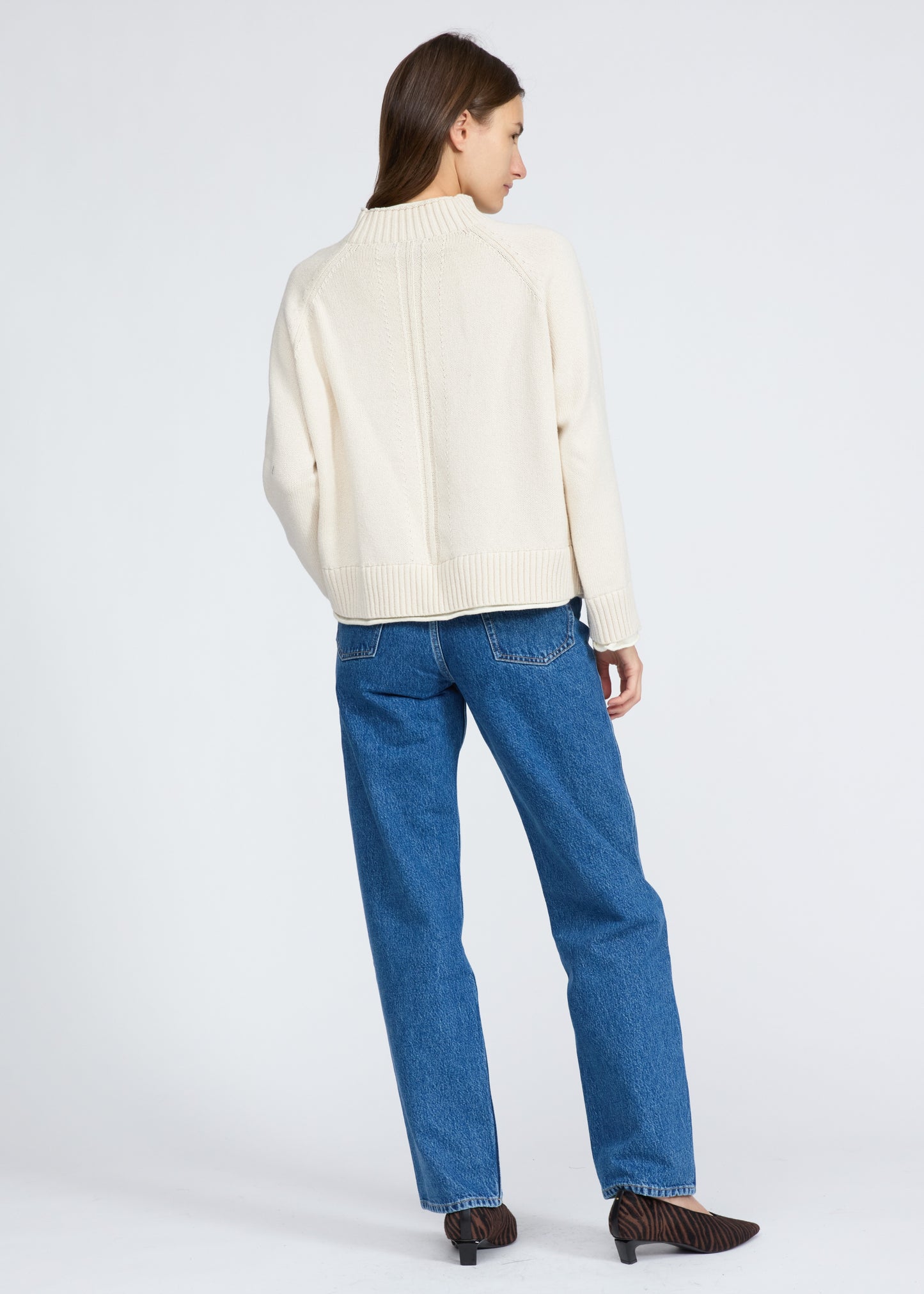 Rag & Bone - Hazel Roll Neck Cotton & Wool Sweater in Ivory