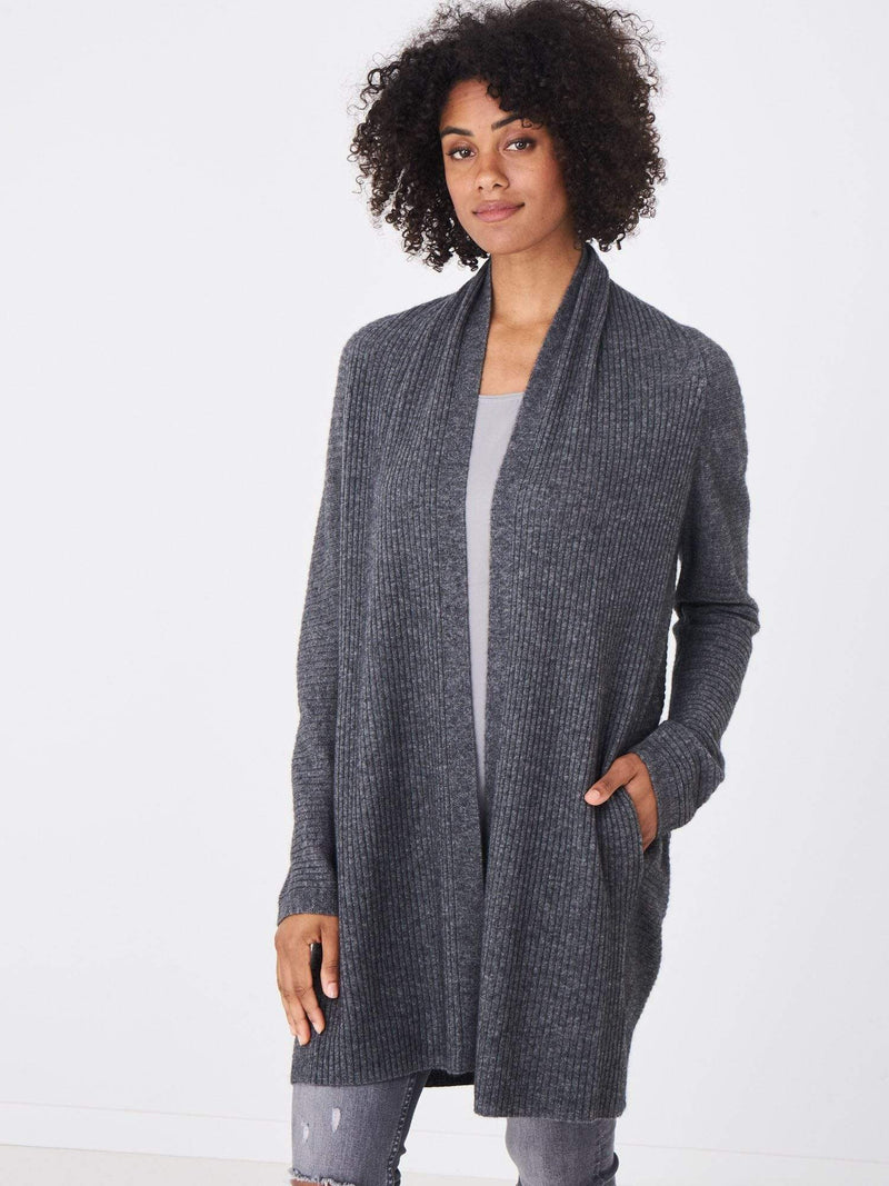 Repeat Cashmere - Cardigan Long rib knit in med grey