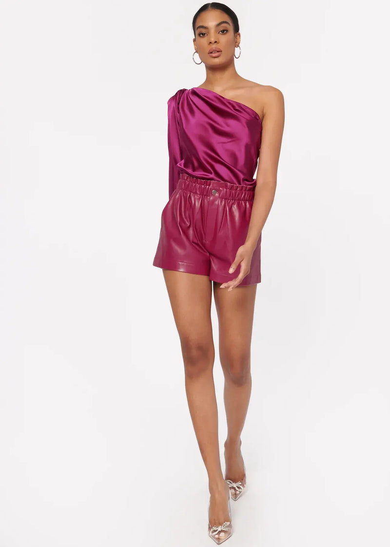 CAMI NYC  Serenity Vegan Leather Shor in beetroot | dress Boutique SF 