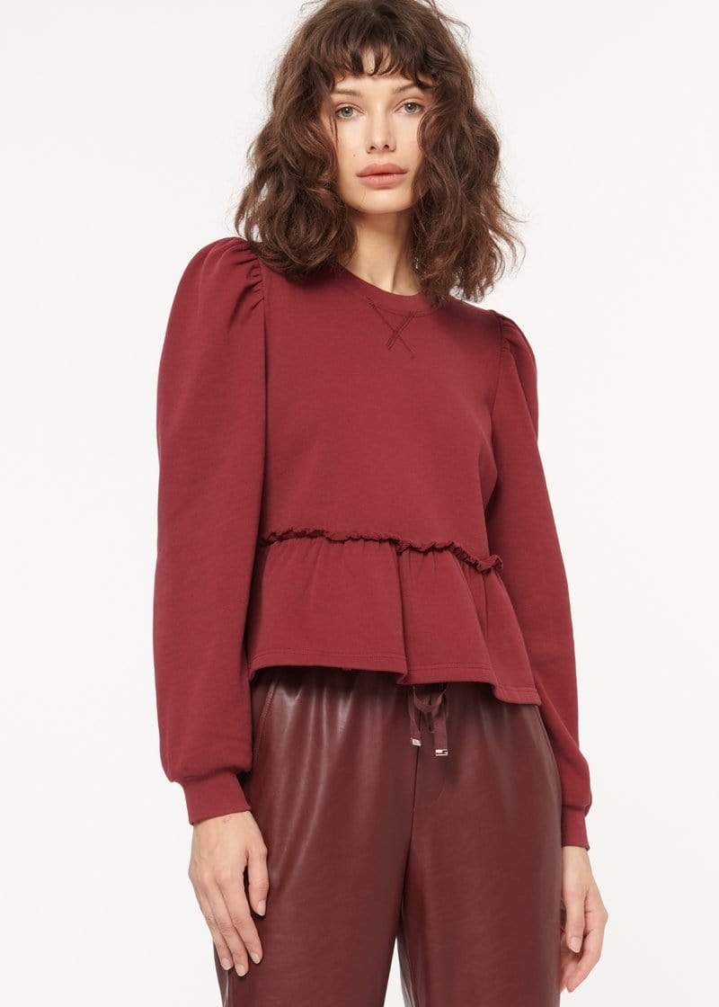 CAMI NYC Lyra Sweatshirt in Currant women s cotton shirt