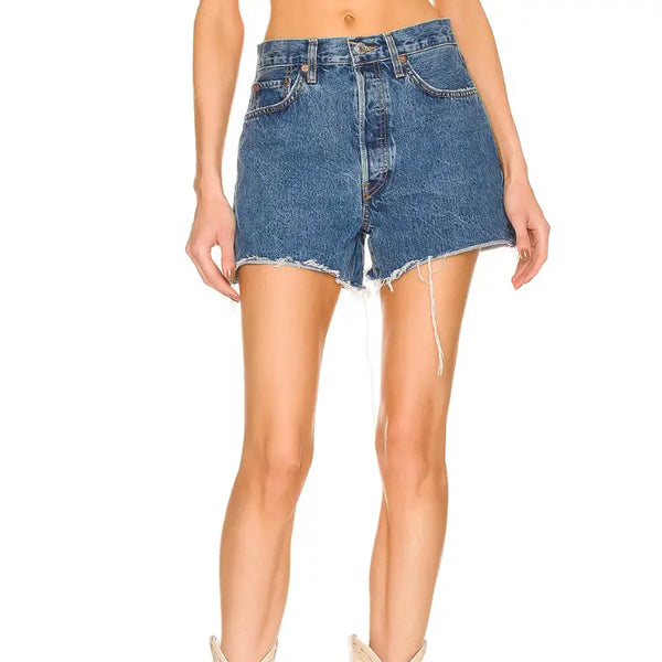 RE/DONE - 90's Low Slung Short in "Bleu Mere"