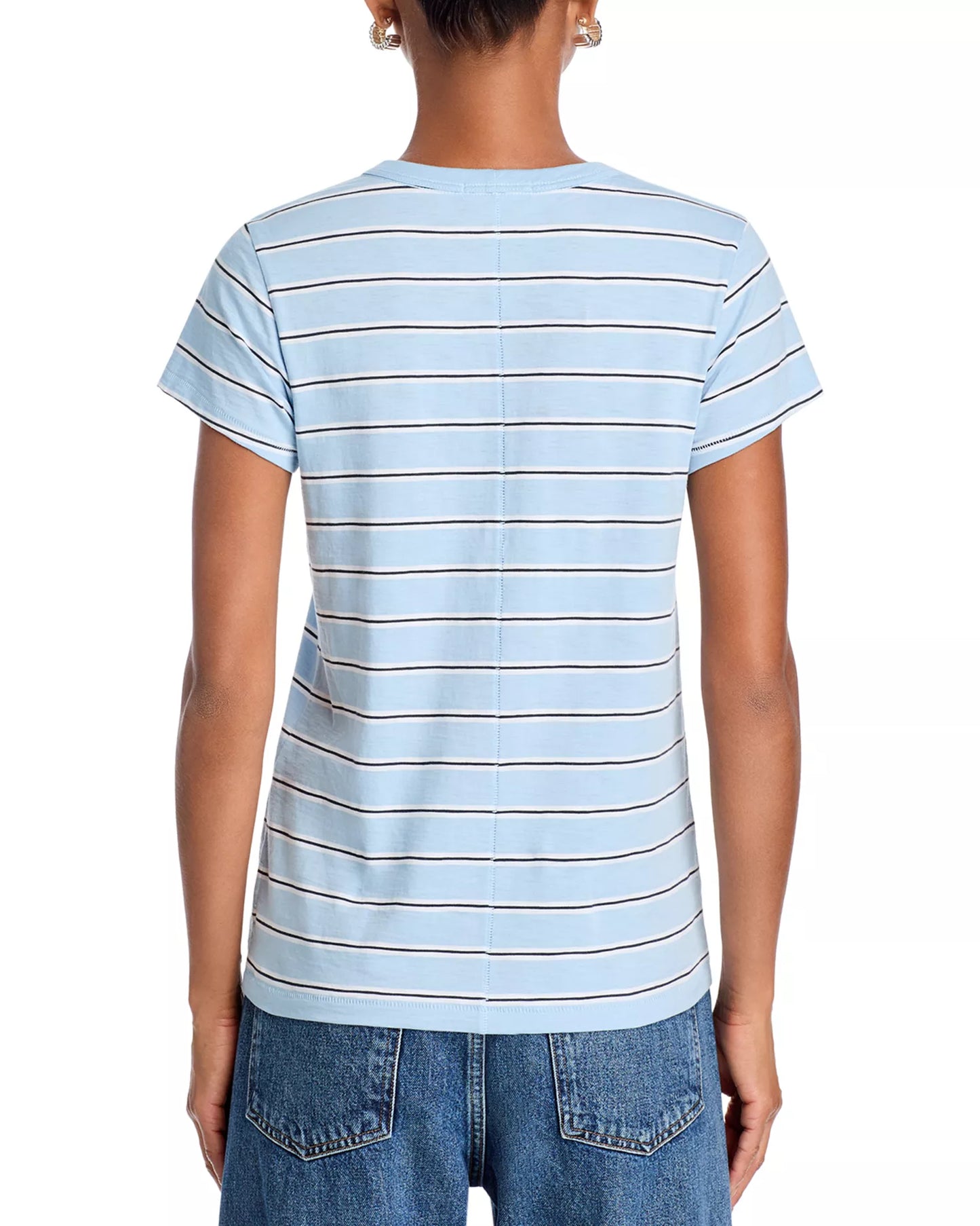 Rag & Bone - Slub Stripe Tee in Light blue multi