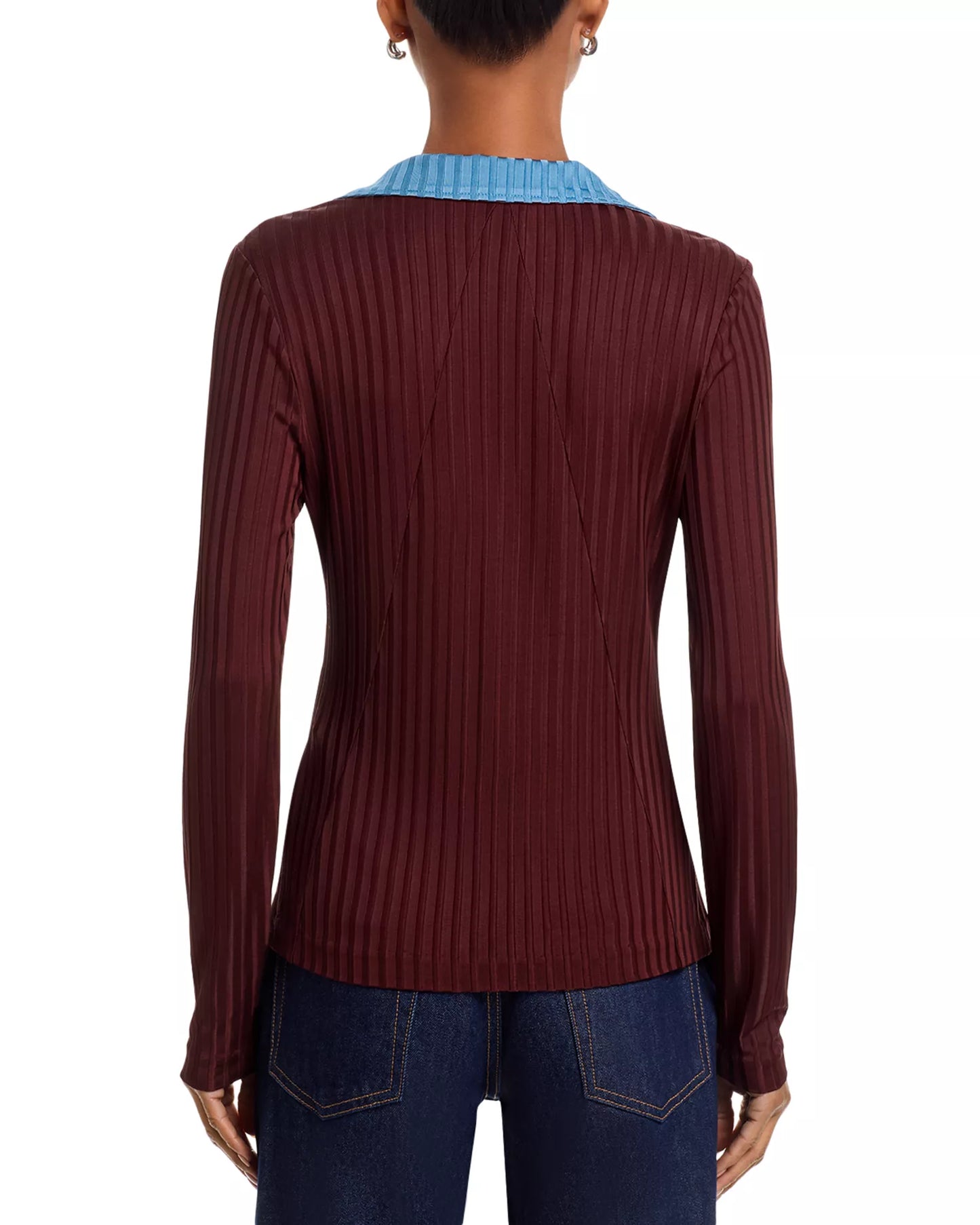 Rag & Bone - Natalia Colorblock L/S Polo in Chocolate Brown