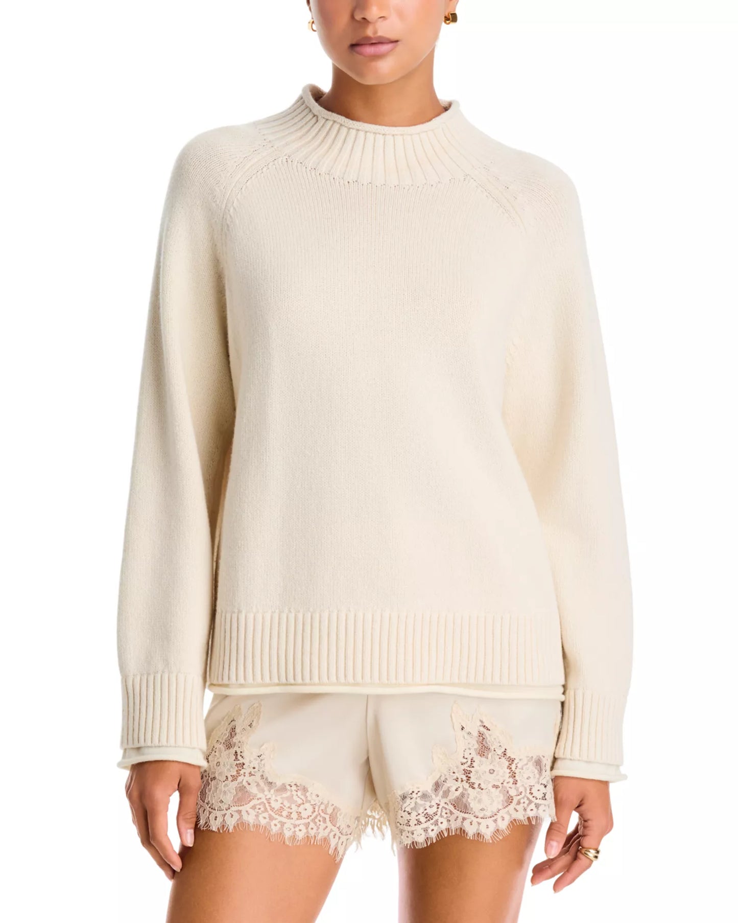 Rag & Bone - Hazel Roll Neck Cotton & Wool Sweater in Ivory