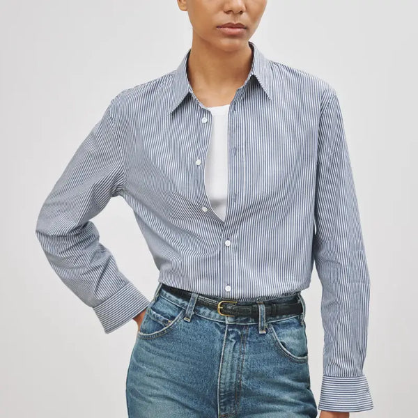 Nili Lotan - Raphael Shirt in Thin navy stripe 