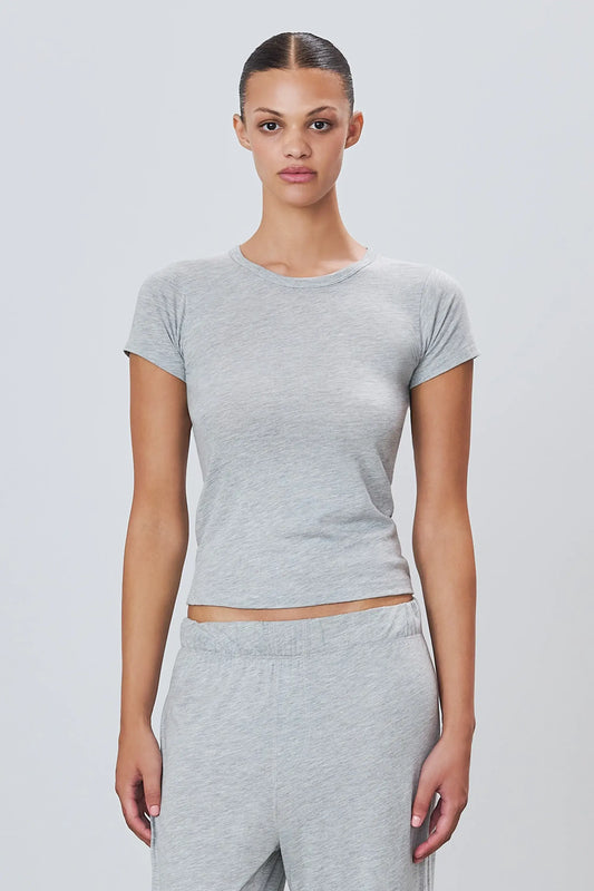 Eterne - Fitted Crewneck Short Sleeve T-Shirt in heather grey