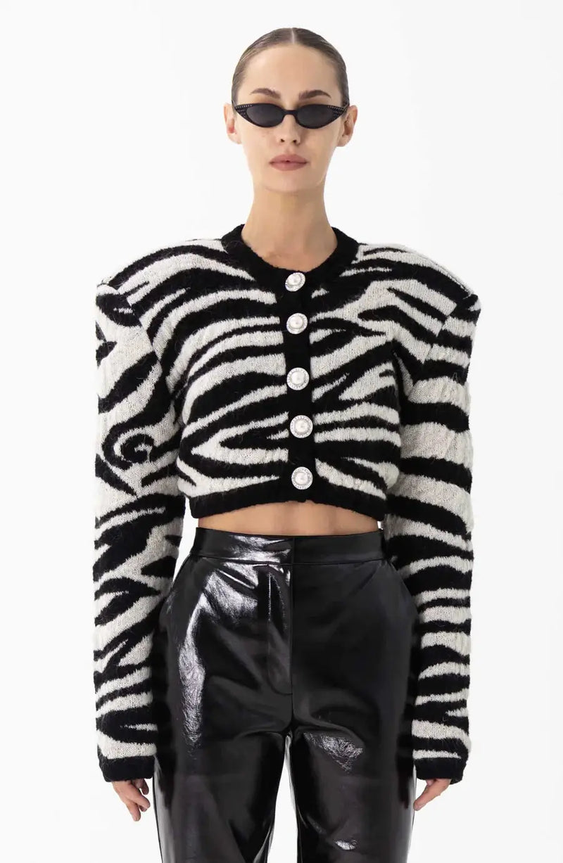 Ronny Kobo - Clover Knit Cardigan in Zebra Print