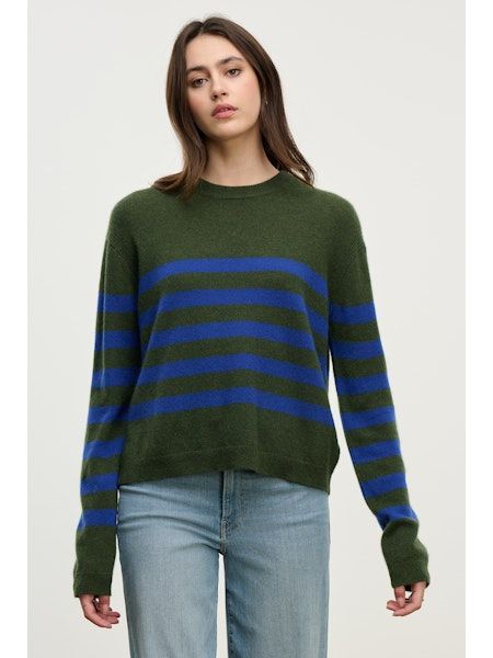 Velvet - Diana crew top in military blue