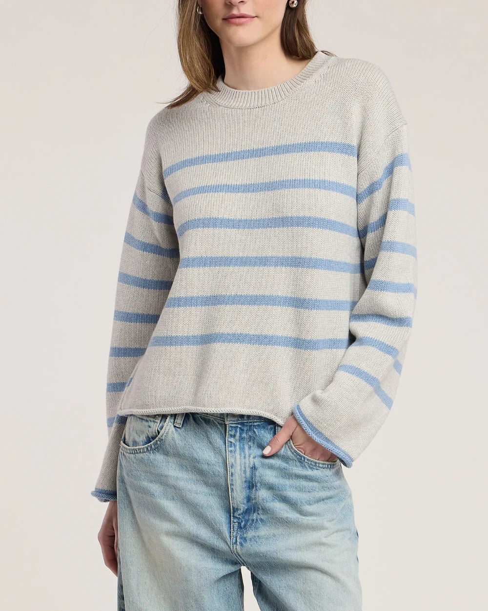 Velvet - Lucia crewneck in light heather