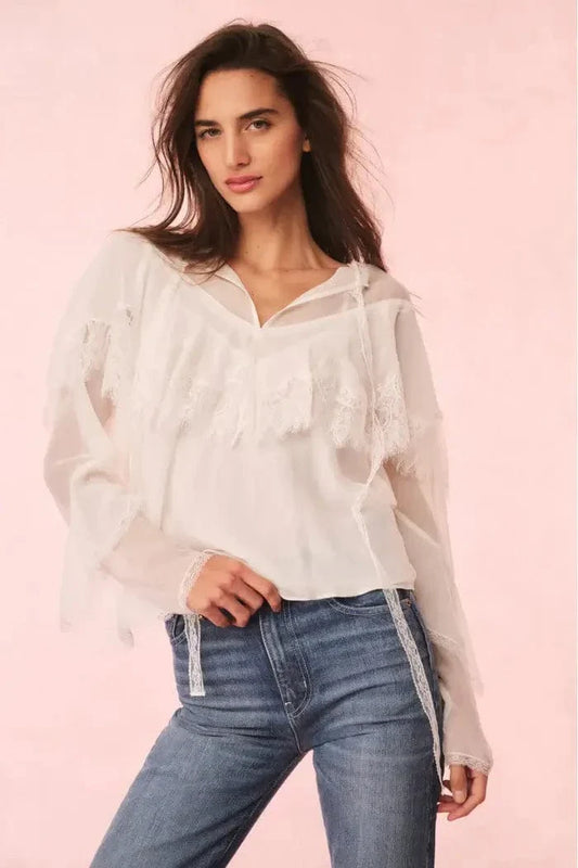 Love Shack Fancy - Afton Blouse in Ivory