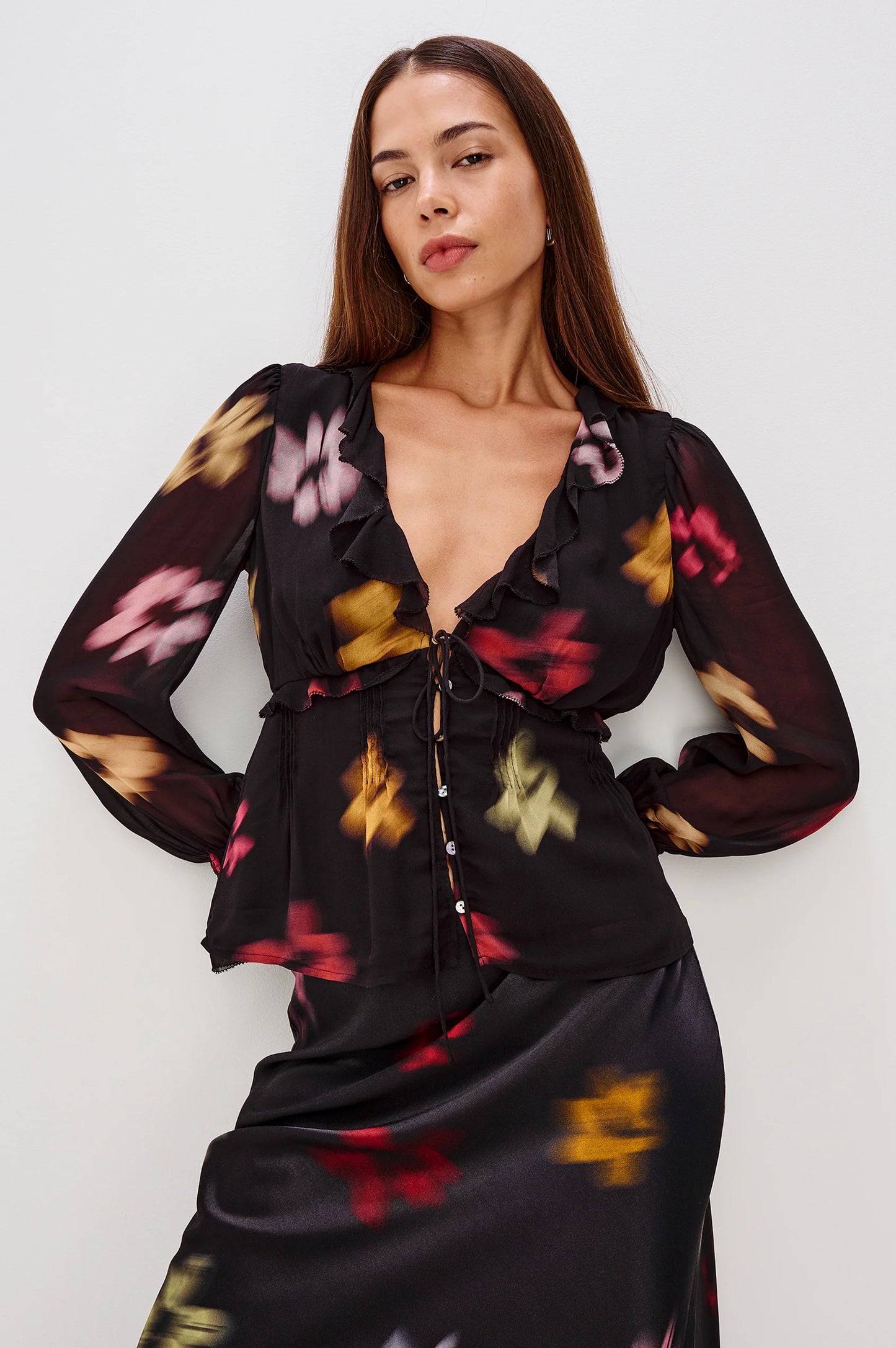 Rails - Alixa Top in Onyx Blurred Floral