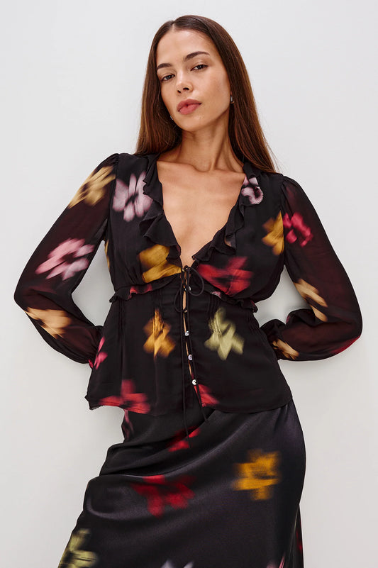 Rails - Alixa Top in Onyx Blurred Floral