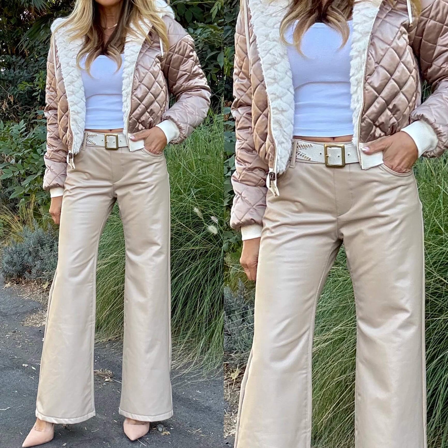 Bevy Flog - Amanda Pant in Beige Vegan