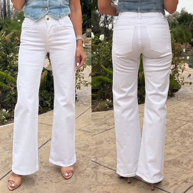 Bevy Flog - Amy Denim Pant in White