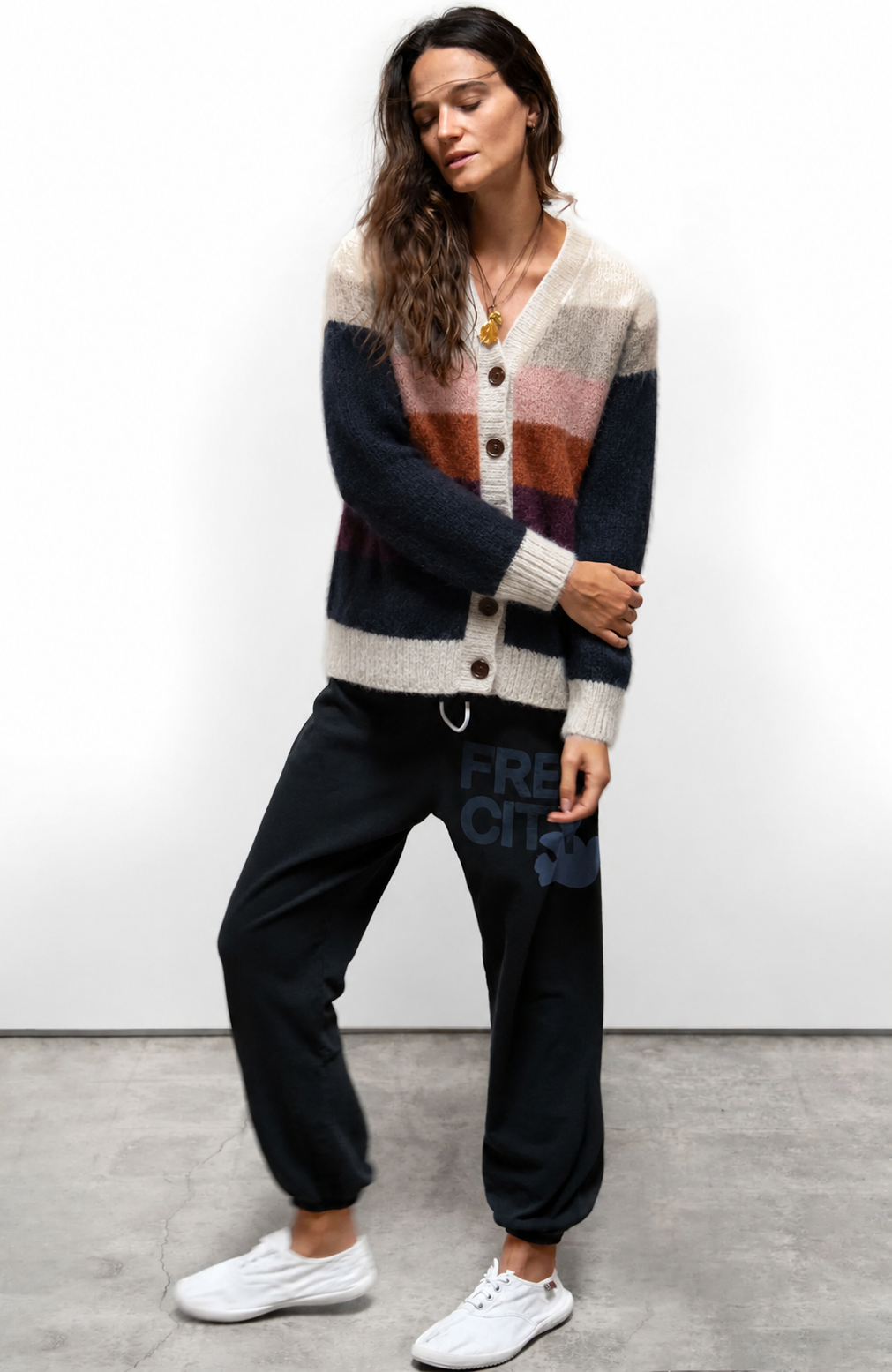 Freecity - cashmere lux super Color pocket cardigan in Mixup