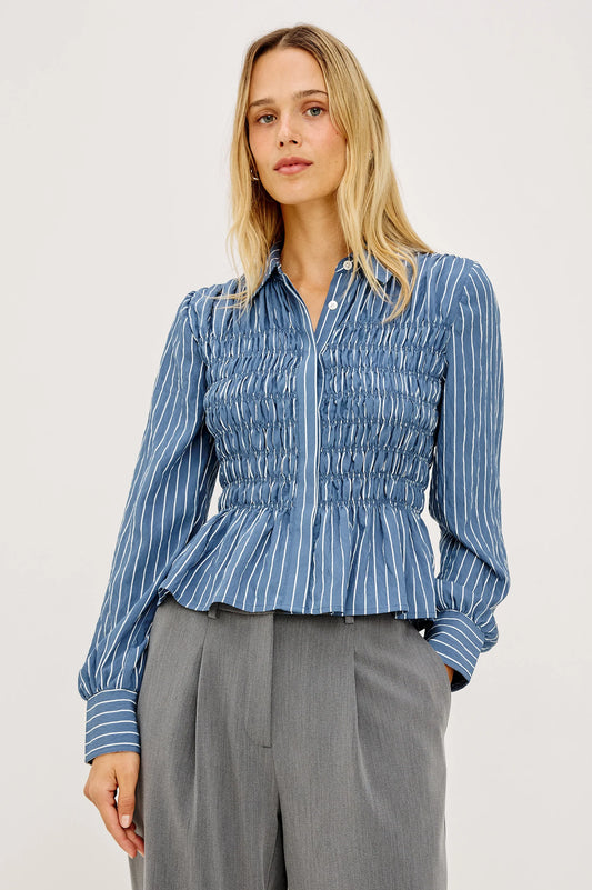 Rails - Bradshaw shirt in Washed indigo stripe