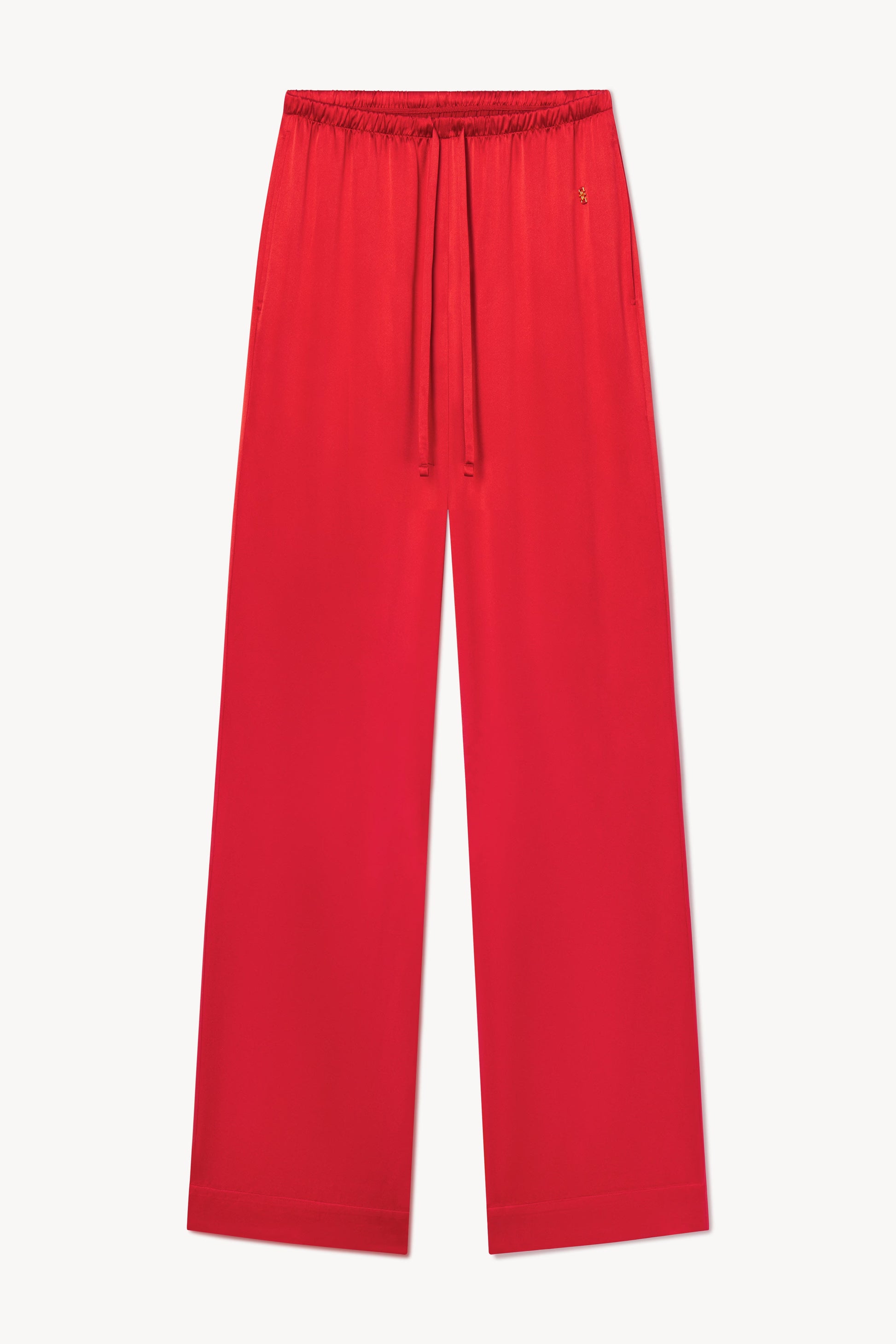 Fabulous silk Brody Pant in striking red by ÉTERNE. 