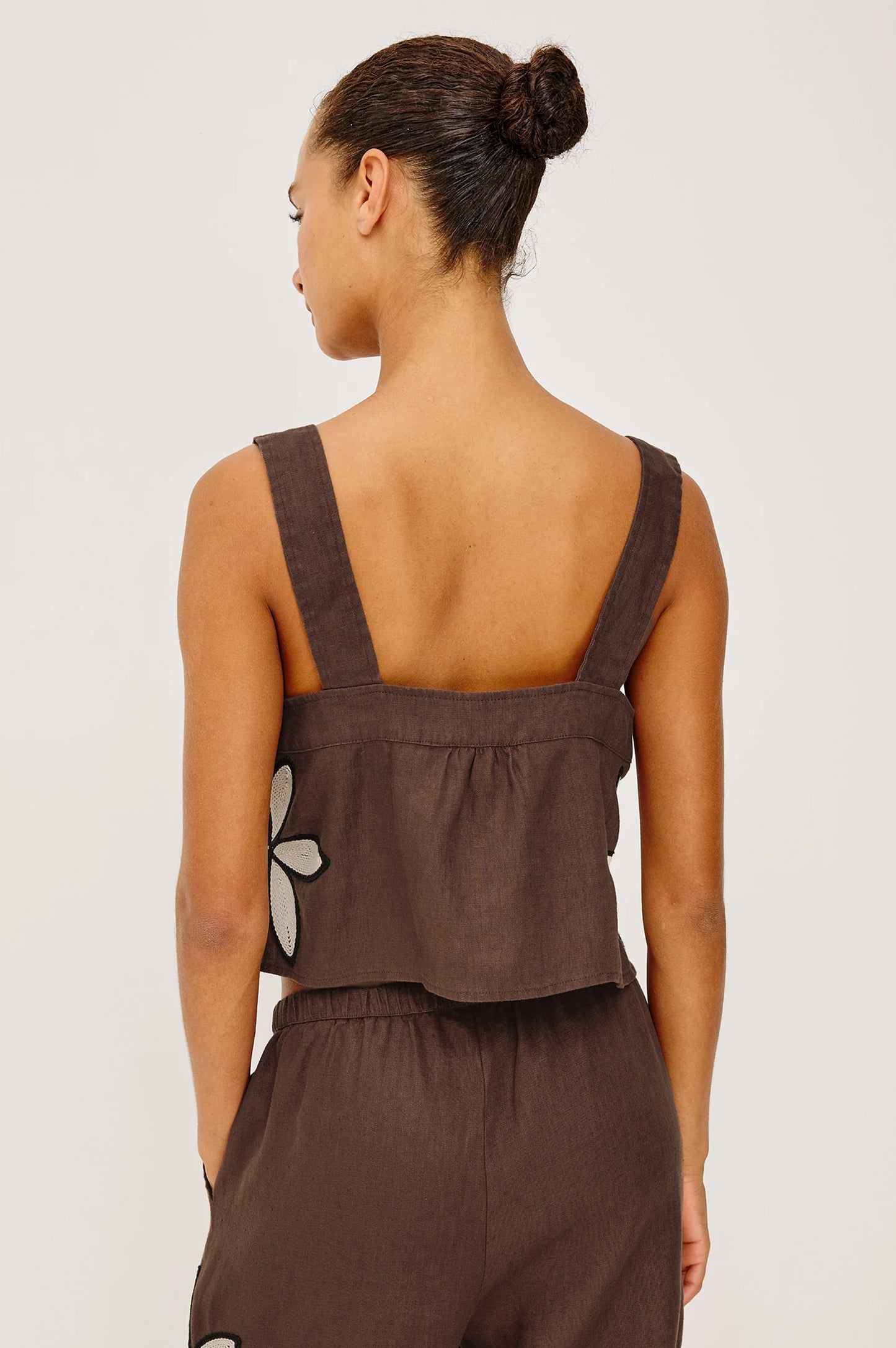 Rails - Calais top in cocoa floral embroidery