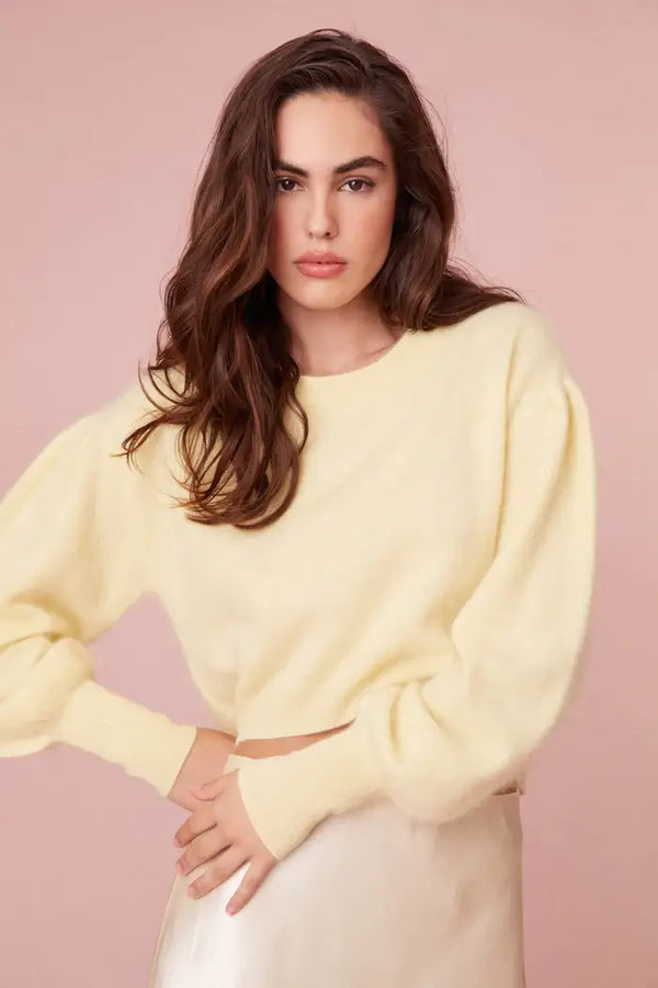 Love Shack Fancy - Candela Pullover Sweater in Daffodil Yellow