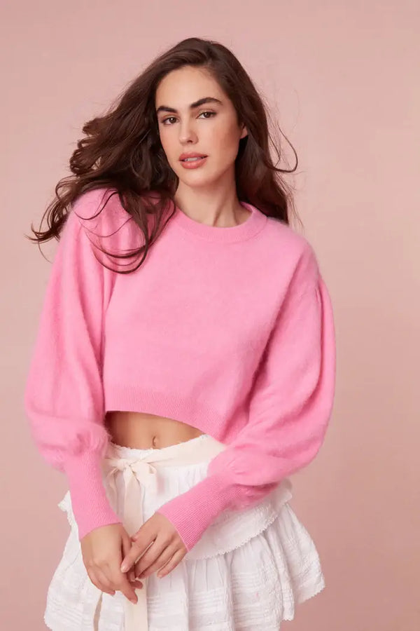 Love Shack Fancy - Candela Pullover Sweater in French Pink
