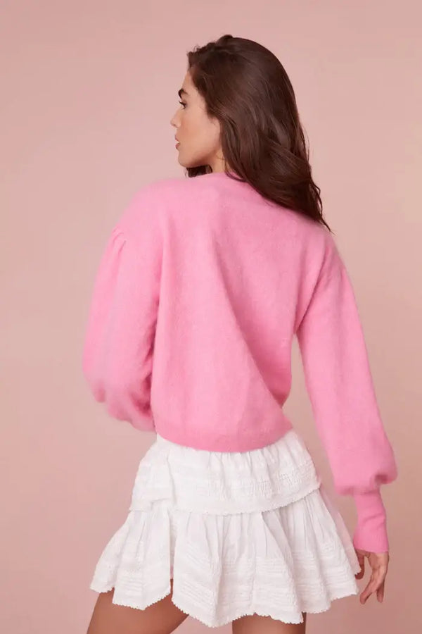 Love Shack Fancy - Candela Pullover Sweater in French Pink