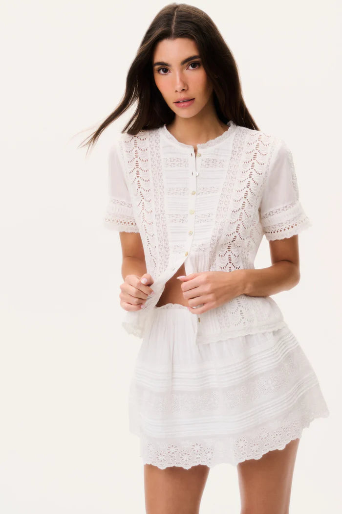 Love Shack Fancy - Ciela top in Optic white